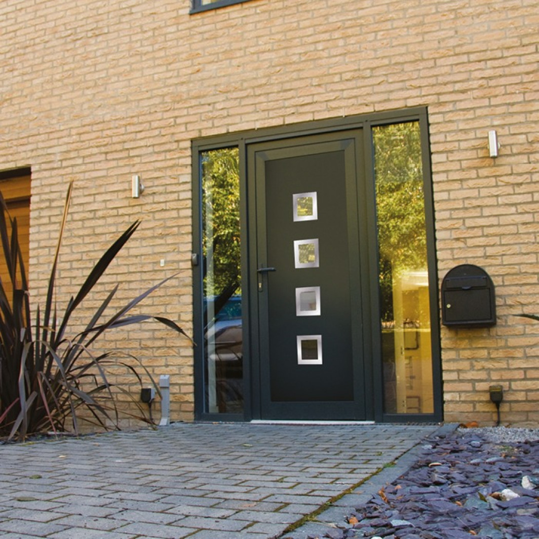 Contemporary style PVC-U entrance door