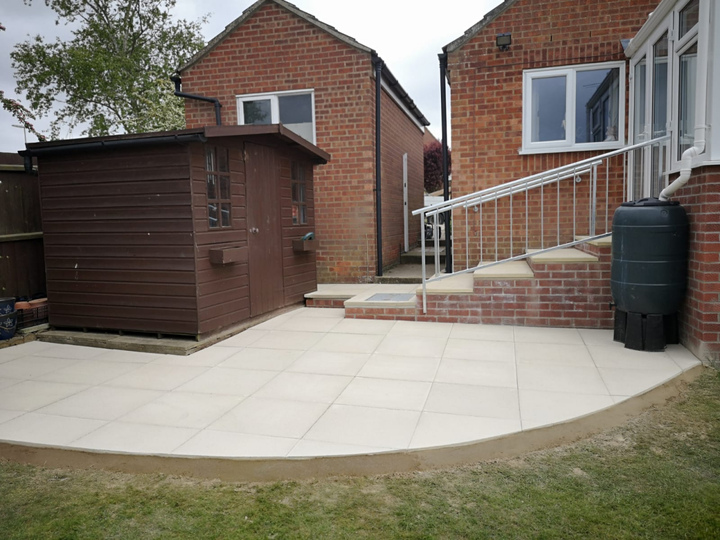 Curved patio area
